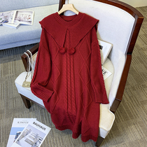 Hitchhiking dress in the present year Dress Dress Woman Winter Big Code Fat Mm New Year Red Knit Bottom Skirt Small