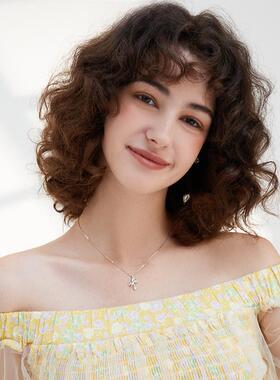 LOVEIXCC纯银趣味摘星小熊项链轻奢小众锁骨链情人节礼物送女友