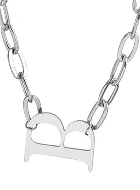 肖战同款钛钢B字母吊坠锁骨链