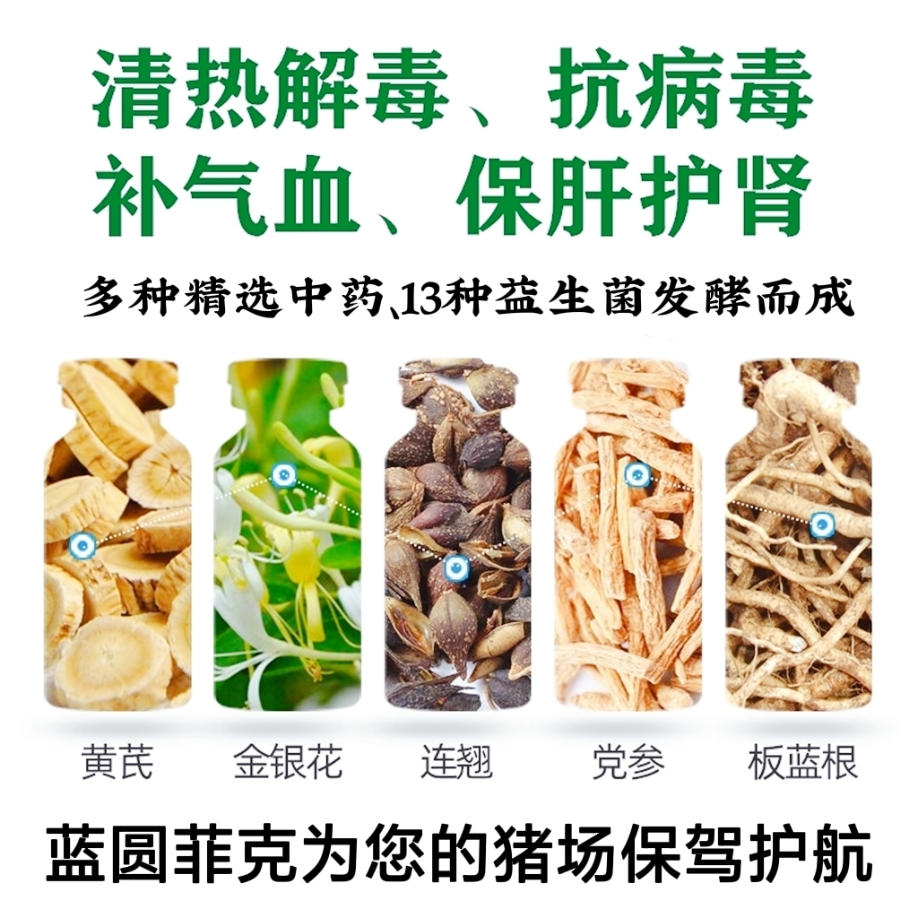 兽用蓝圆菲克母猪净化蓝耳圆环防猪瘟流感克蓝蓝圆净解毒包添加剂 - 图2