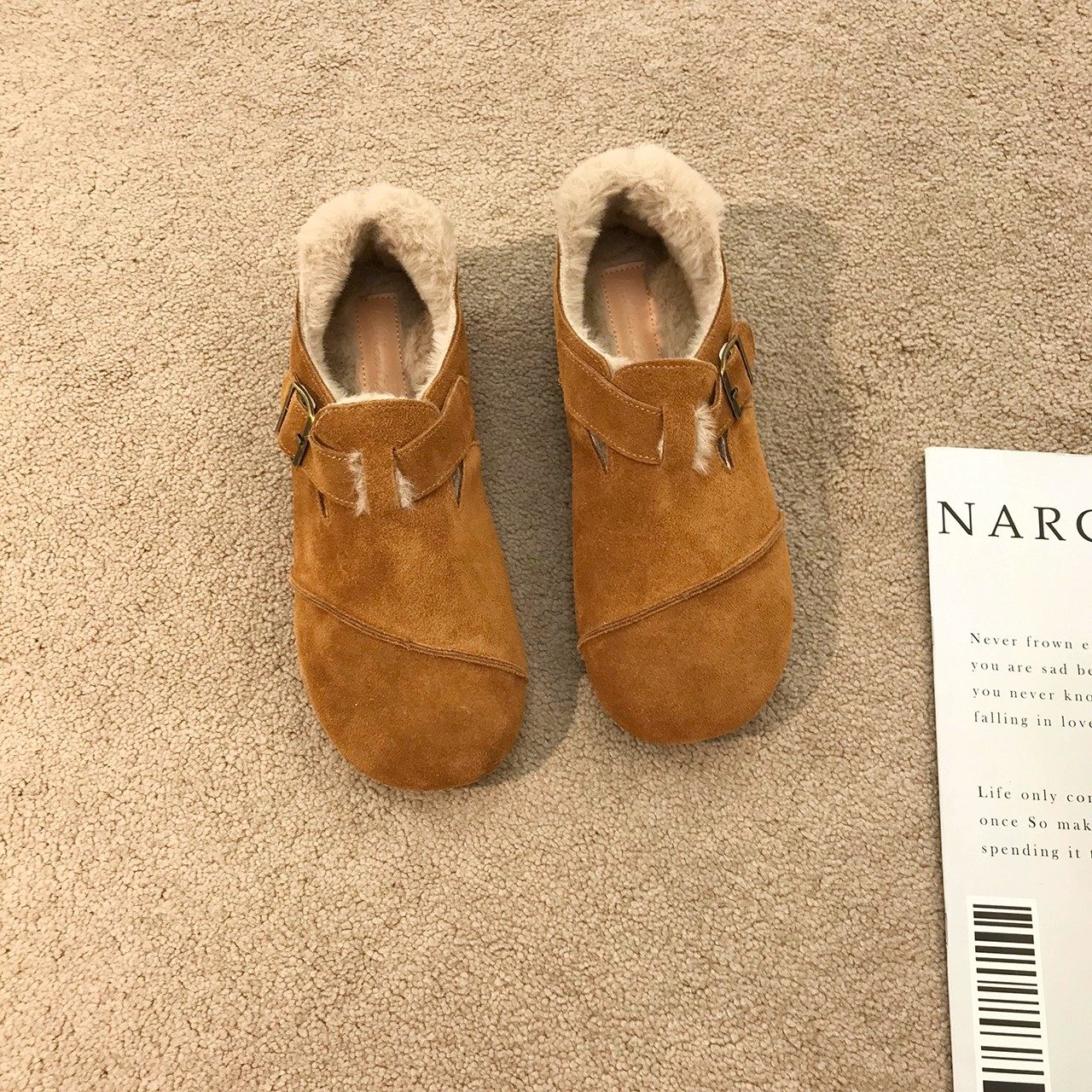 厚底小众设计感复古加绒勃肯鞋女秋冬外穿真皮保暖孕妇豆豆棉鞋,淘宝优惠券,粉丝福利购,淘宝优惠卷