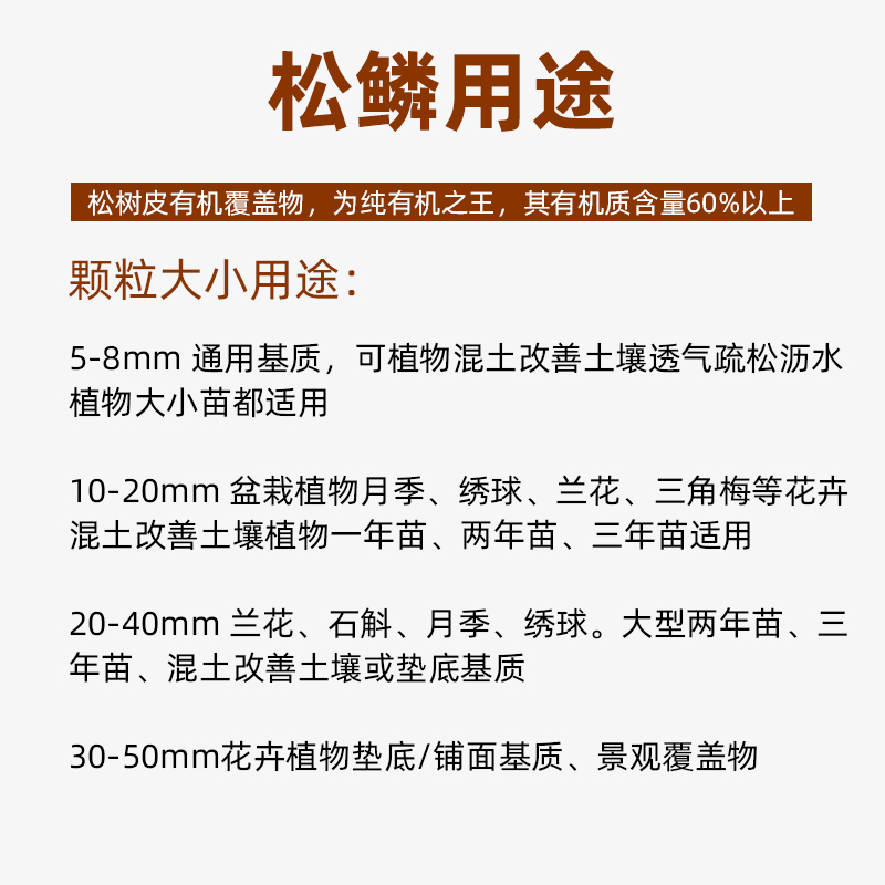 好吉发酵松树皮松鳞玫瑰欧月兰花石斛基质绿化覆盖物装饰10kg/50L-图1