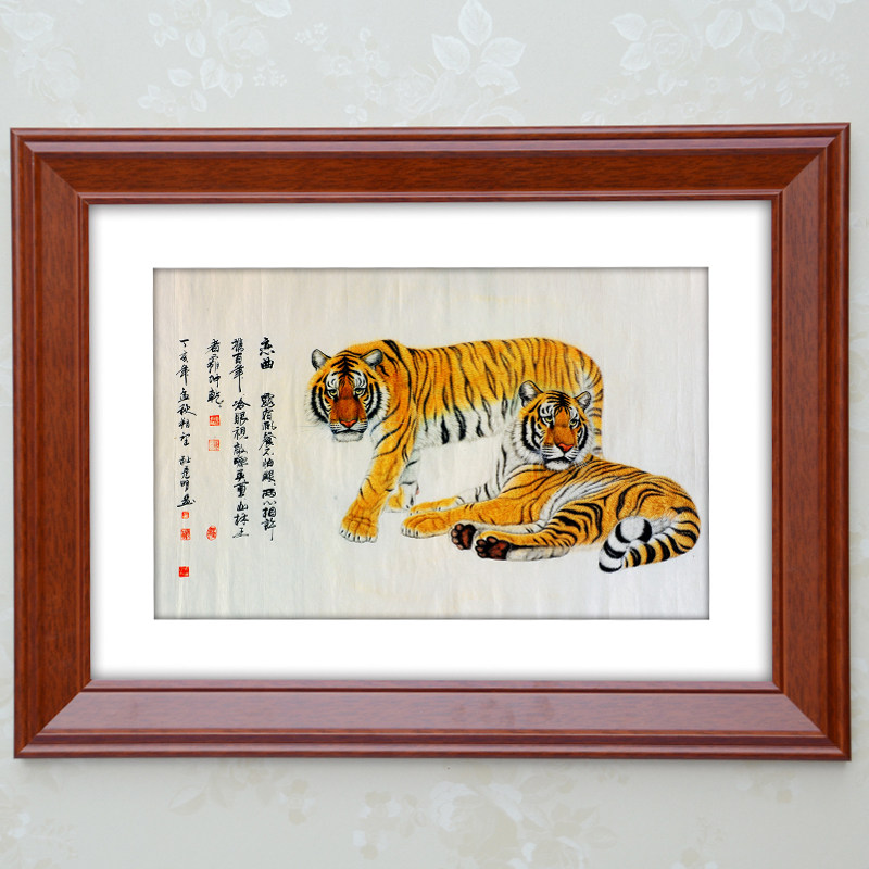 鸿麓中式国画画框装裱红木色书法字画框挂墙简约装饰实木相框定制_虎窝淘