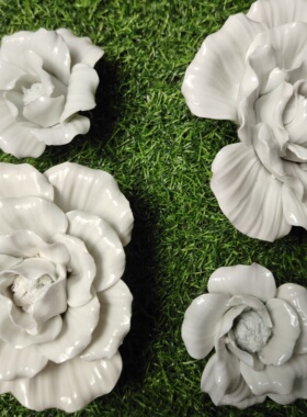 仿真陶瓷花工艺陶瓷手工花朵办公室 茶宠装饰品摆件 陶瓷永生花