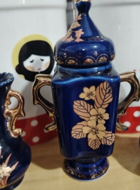 小精品轻奢陶瓷花瓶玄关电视柜陶瓷装饰罐欧式家用办公小摆件家居