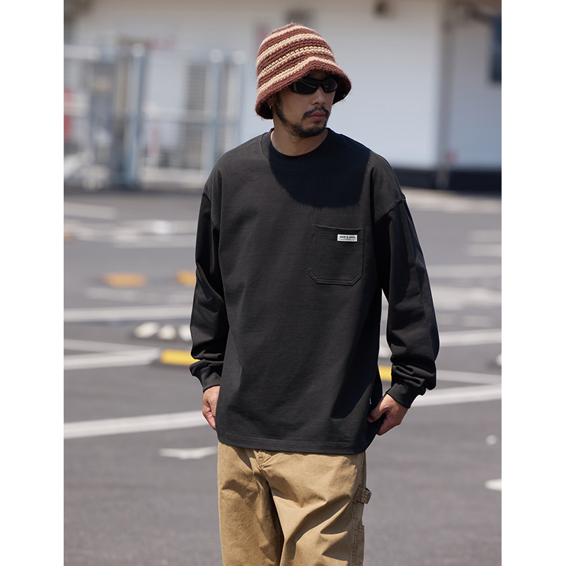 Quentin Marx25秋季新品日系男士重磅长袖T恤宽松休闲套头卫衣潮,淘宝优惠券,粉丝福利购,淘宝优惠卷