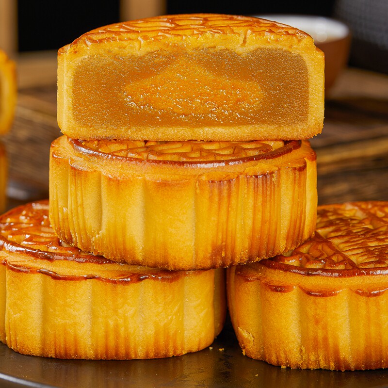 广式月饼莲蓉蛋黄老五仁豆沙蛋黄椰蓉味老式月饼中秋糕点零食小吃