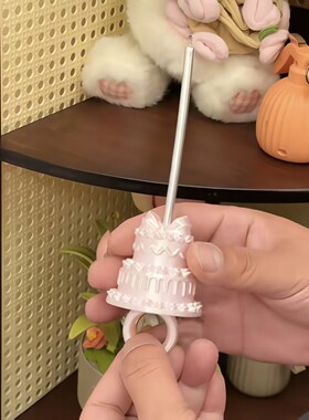蜡烛戒指创意蛋糕指环3D打印丝绸感小礼物生日仪式感拍照出片道具