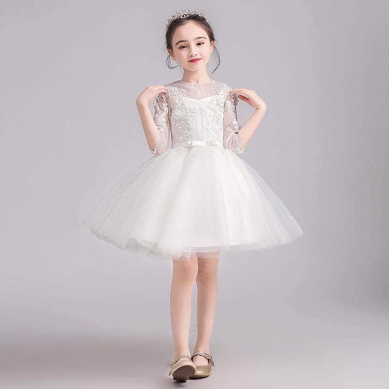 公主裙女童白色花童婚纱蓬蓬裙小女孩洋气主持人演出服儿童礼服女,淘宝优惠券,粉丝福利购,淘宝优惠卷