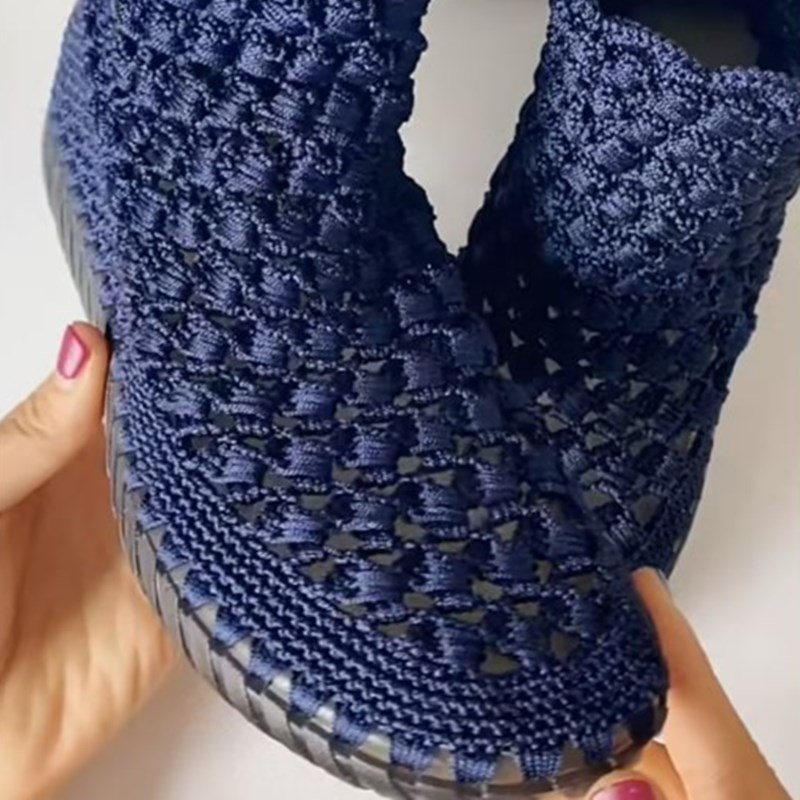 [材料包]手工编织鞋材料圆头网靴洞洞短靴镂空防滑耐磨平底女凉靴 - 图0