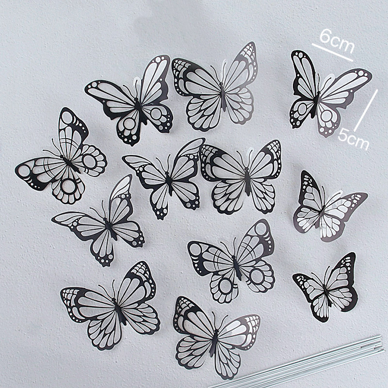 小红书简约唯美黑色系炫彩白色蝴蝶蛋糕装饰品女神生日情人节蛋糕