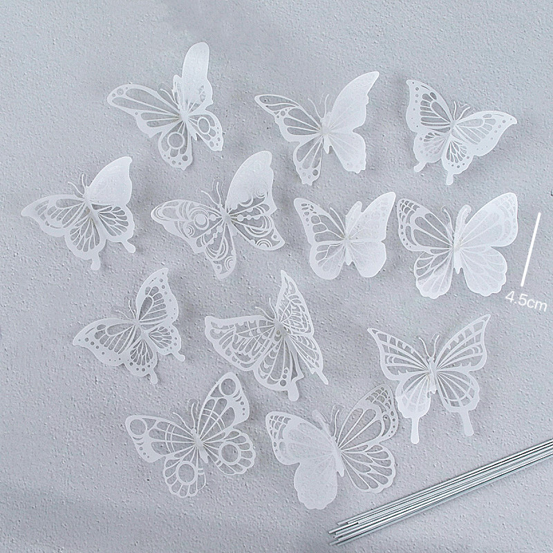 小红书简约唯美黑色系炫彩白色蝴蝶蛋糕装饰品女神生日情人节蛋糕