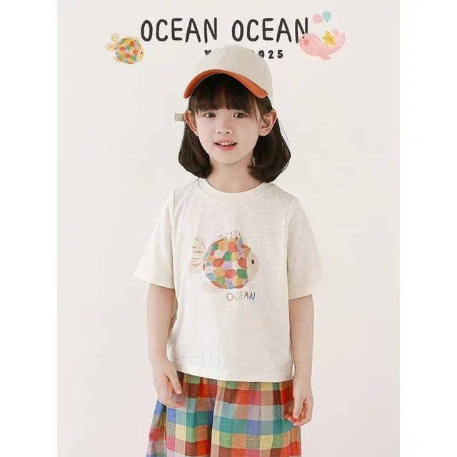 Girls' new summer short-sleeved T-shirt shorts