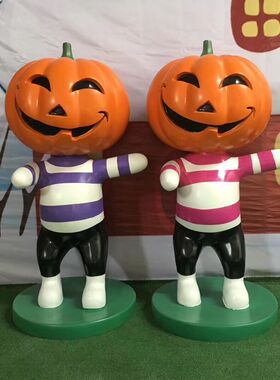 定制商场万圣节南瓜灯模型雕塑连体南瓜人偶公仔树脂雕塑摆件美陈