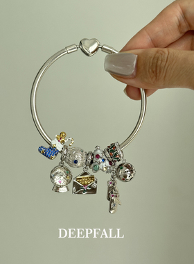 s925纯银圣诞铃铛雪花水晶球