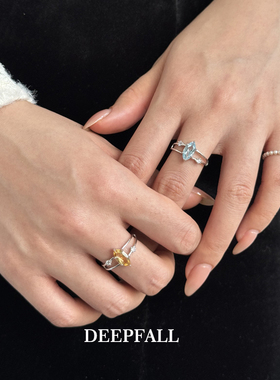 天然托帕石黄水晶戒指S925银