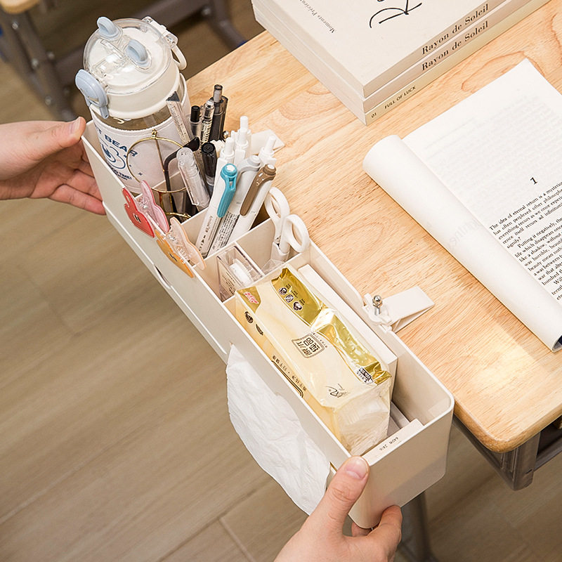 学生桌上收纳盒文具桌边篮高中生书桌侧边置物架纸巾盒多功能笔筒,淘宝优惠券,粉丝福利购,淘宝优惠卷