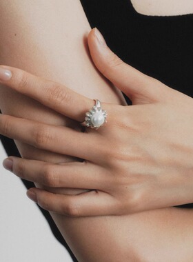 FataViam立体造型小众设计高级感轻奢天然珍珠开口食指戒指女