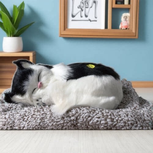 仿真猫咪毛绒摆件可爱玩具汽车内饰品小睡猫动物女士车载竹炭包狗 - 图3