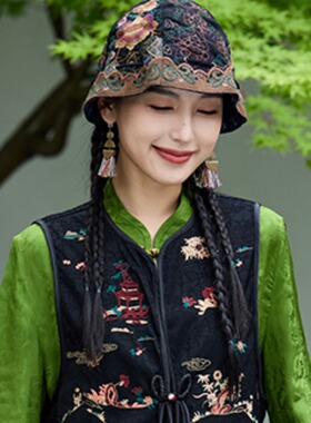 全顶帽民族风女刺绣帽子