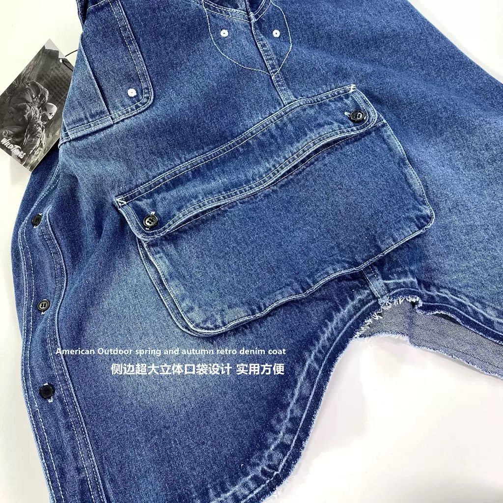 日系牛仔夹克衬衣复古摇滚牛仔衣廓版文艺舒适做旧外套潮机车衬衫,淘宝优惠券,粉丝福利购,淘宝优惠卷