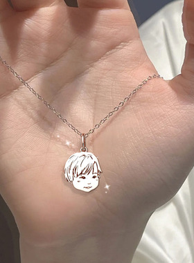 儿童孩子照片定制纯银亲子项链手链diy个性创意设计小众necklace