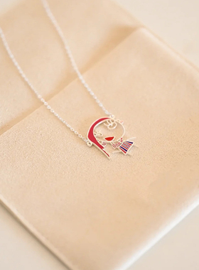 来图定制925纯银情侣项链亲子图案宝宝涂鸦手绘儿童画送老婆礼物