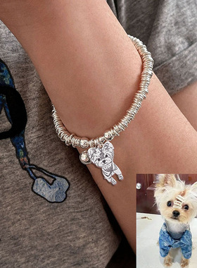 宝宝孩子儿童照片来图定制刻字s925纯银亲子项链手链纯银饰品吊坠