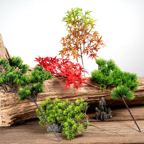 仿真美人松罗汉松针崖柏松树枝叶子盆景拍摄道具树装饰摆件造景 - 图2