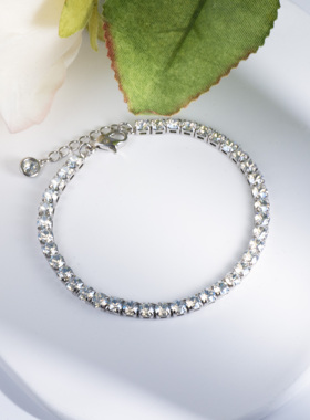 成品手链 纯银纯铜镀白金带尾链 月光白丝绸色DIY华子美甲钻配件