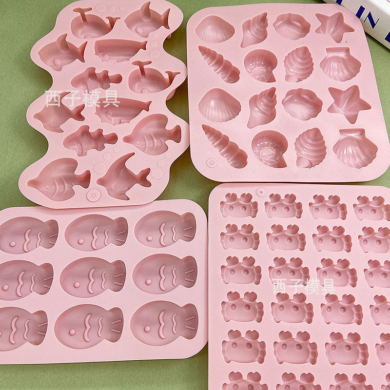 卡通海洋系列贝壳海螺海星螃蟹小鱼造型硅胶模具diy滴胶石膏皂模,淘宝优惠券,粉丝福利购,淘宝优惠卷