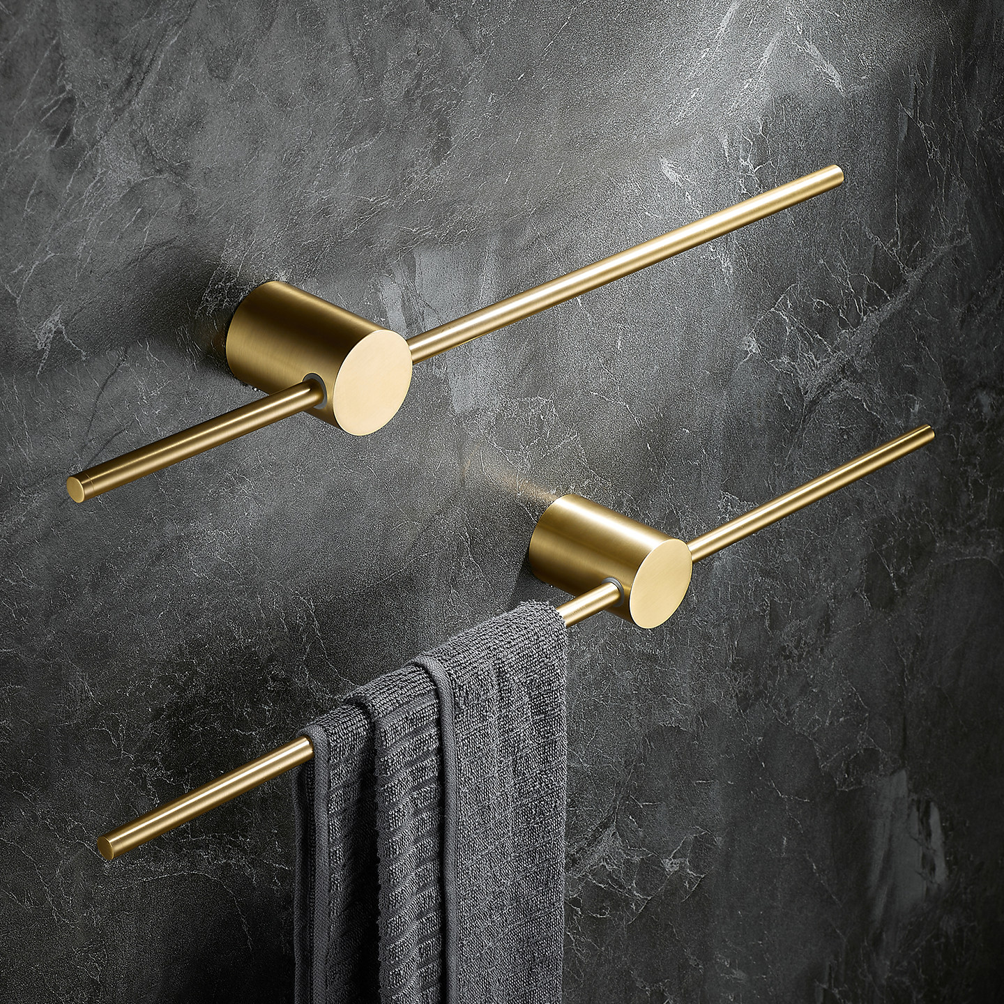 免打孔毛巾架全铜极简轻奢风格卫生间浴室单杆拉丝金毛巾杆拖鞋架,淘宝优惠券,粉丝福利购,淘宝优惠卷
