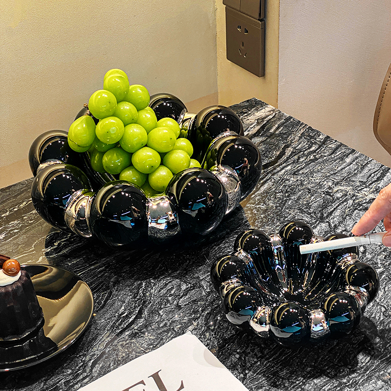 创意陶瓷烟灰缸客厅茶几装饰灰缸摆件高档办公室个性潮流烟缸女 - 图0