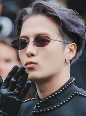 2025新王嘉尔同款无框小方形墨镜男潮韩版高级网感紫色太阳眼镜女
