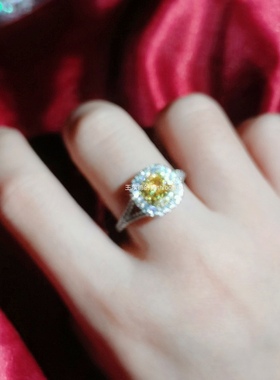 ins925银镀彩金高碳女钻石戒指