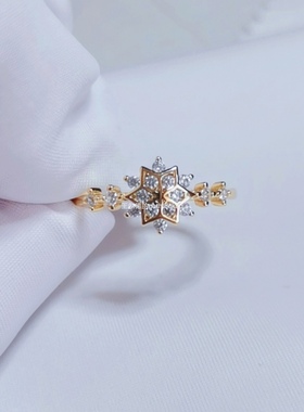 镀18k彩金雪花钻石仿真礼物戒指