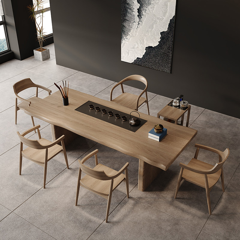 实木茶桌一体泡茶桌椅组合后现代简约禅意办公室功夫茶台大板桌子,淘宝优惠券,粉丝福利购,淘宝优惠卷