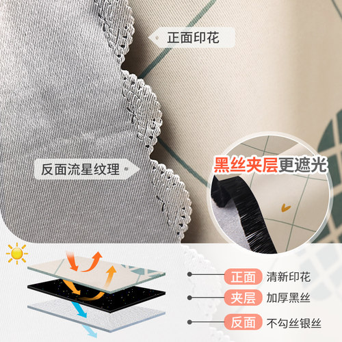魔术贴窗帘免打孔安装遮光布自粘式小窗户伸缩杆一整套出租房遮阳 - 图2