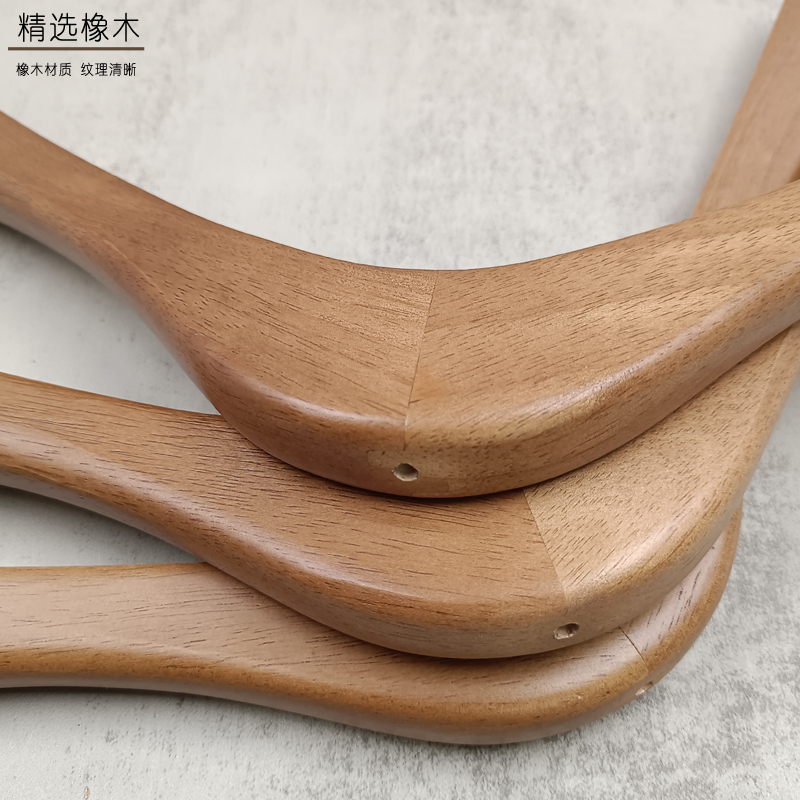 胡桃色橡木实木衣架服装店专用防滑无痕黑色衣挂撑男女装仿古衣挂 - 图0