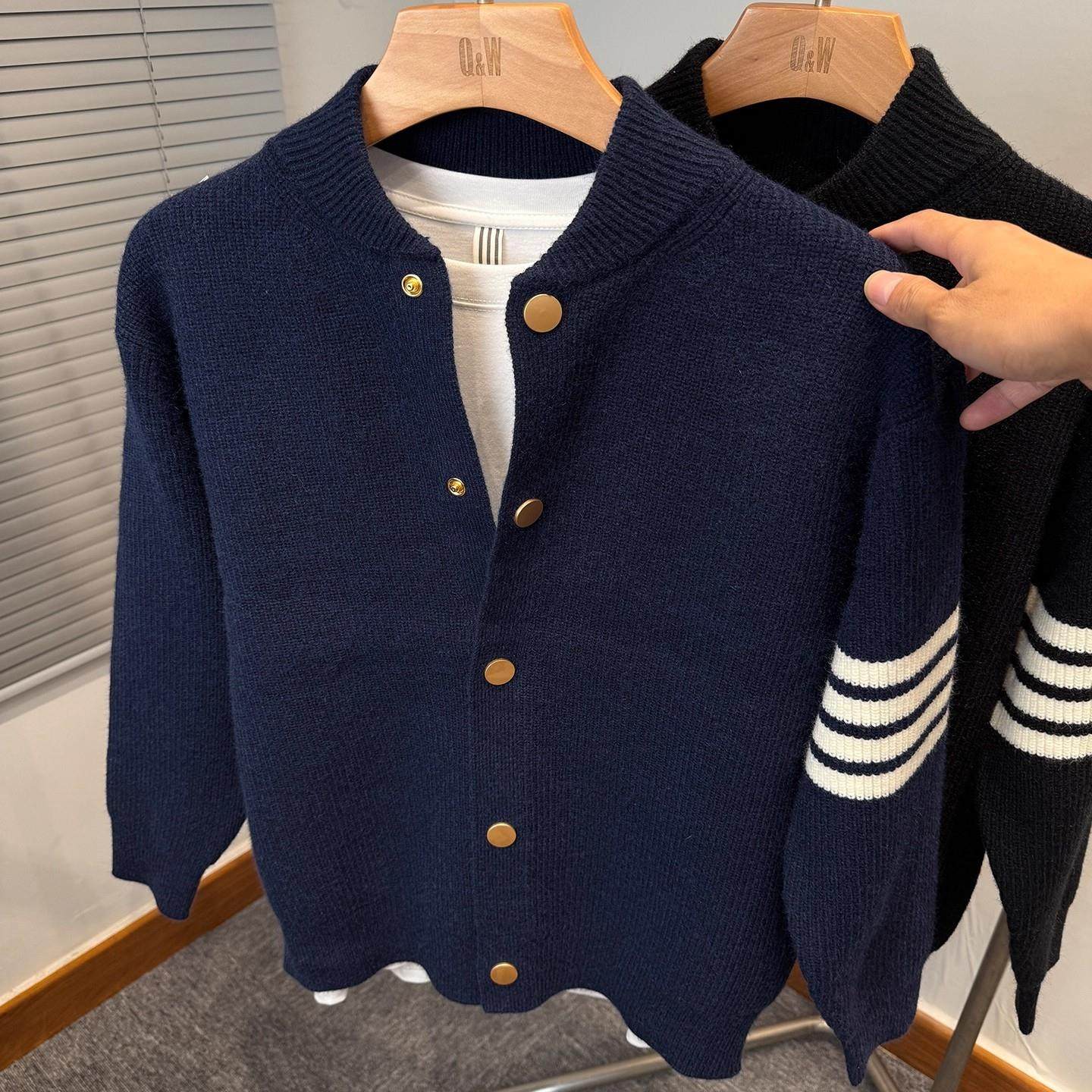 品牌棒球领毛衣外套男装秋冬季加厚韩版休闲tb开衫男针织衫外搭潮,淘宝优惠券,粉丝福利购,淘宝优惠卷