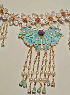 【蝶恋花鹦鹉毛仿点翠】云轻阁汉服配饰古典璎珞古风流苏发饰后压