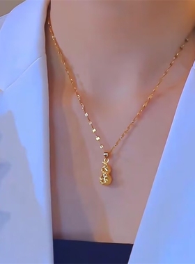 金色小葫芦项链女轻奢超闪配饰