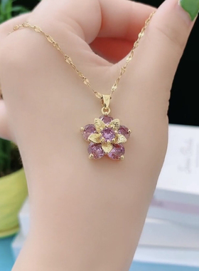 抖音同款紫荆花钛钢女超仙项链