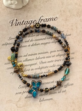 【蓝蝶舞】ANZHI原创复古手工琉璃新中式项链女小众设计感高级