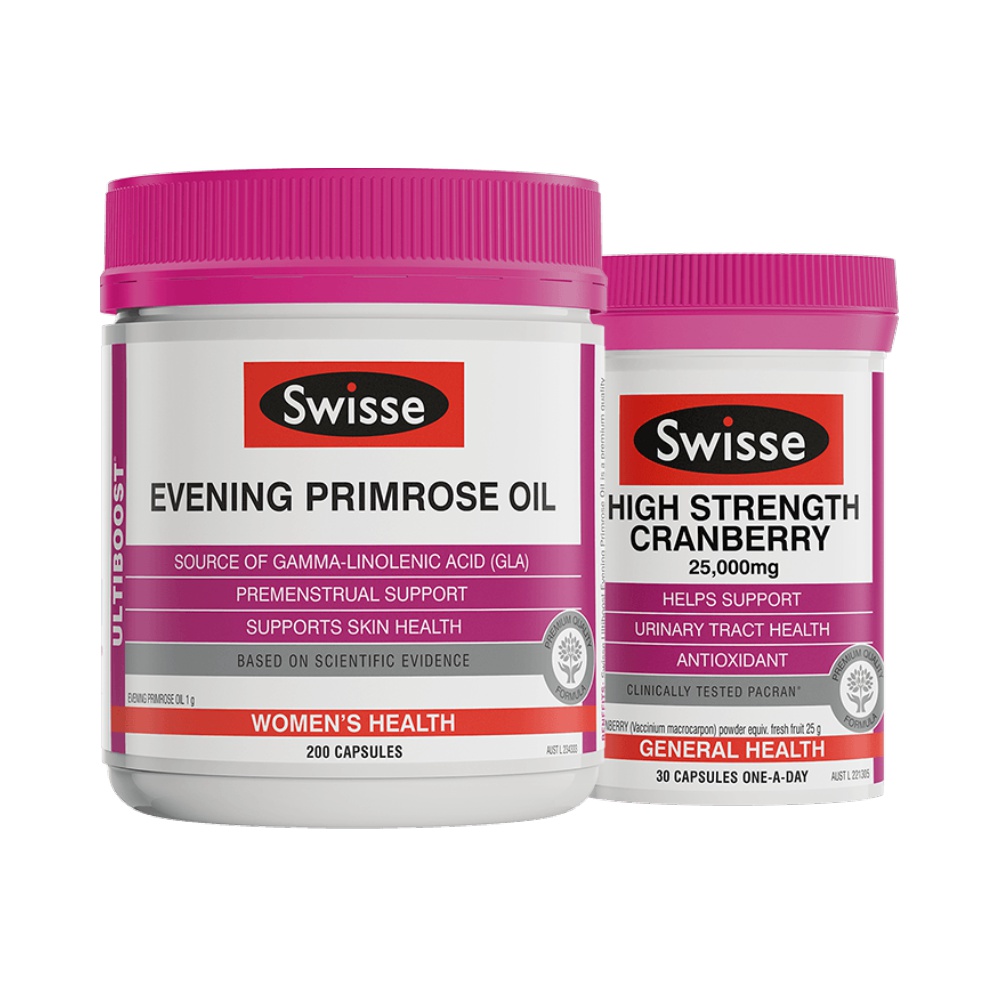 天猫国际进口超市【热巴同款】澳洲Swisse 斯维诗蔓越莓胶囊30粒+月见草胶囊200粒0