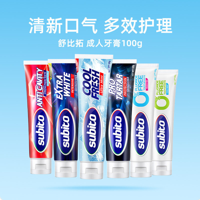 【自营】意大利进口舒比拓安心无氟牙膏成人水果茶香温和不含氟