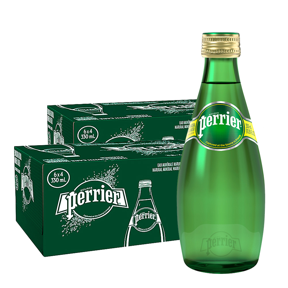 天猫国际进口超市Perrier巴黎水原味含气天然矿泉水气泡水玻璃瓶饮用水330ML*48瓶0