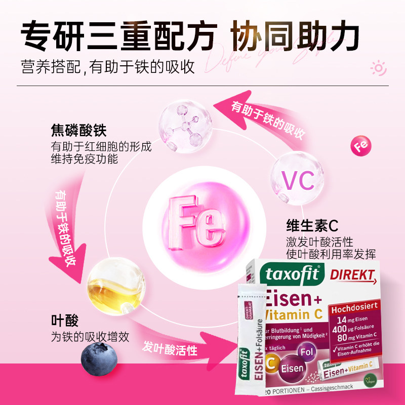 【自营】德国修女补铁粉剂成人女性经期孕妇养血补气补铁粉 6盒装,淘宝优惠券,粉丝福利购,淘宝优惠卷