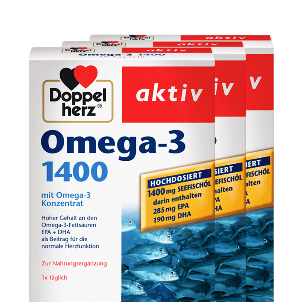 天猫国际进口超市【直营】3盒*德国双心进口深海鱼油软胶囊Omega30粒dha挪威中老年1