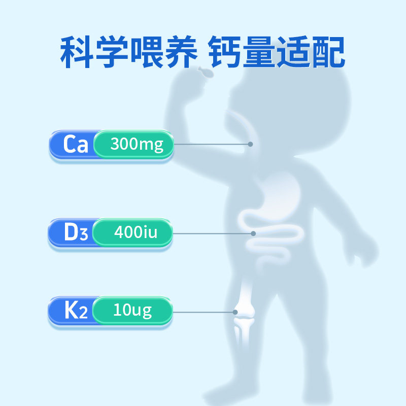 【自营】witsbb健敏思小蓝盒”无敏”液体钙敏宝宝d3补钙婴幼儿童钙